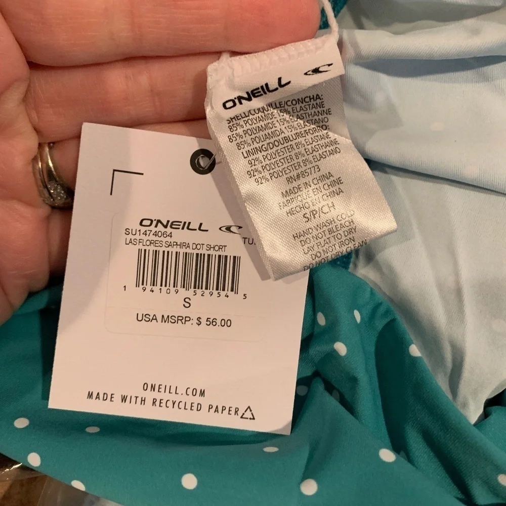 O'Neill Las Flores Cerulean Saphira Dot Bike Shorts Small NWT